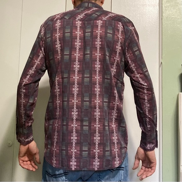 Salmon River Traders Cowboy Western Aztec Rodeo Shirt- Medium 15-15.5"- Vintage - Picture 3 of 16